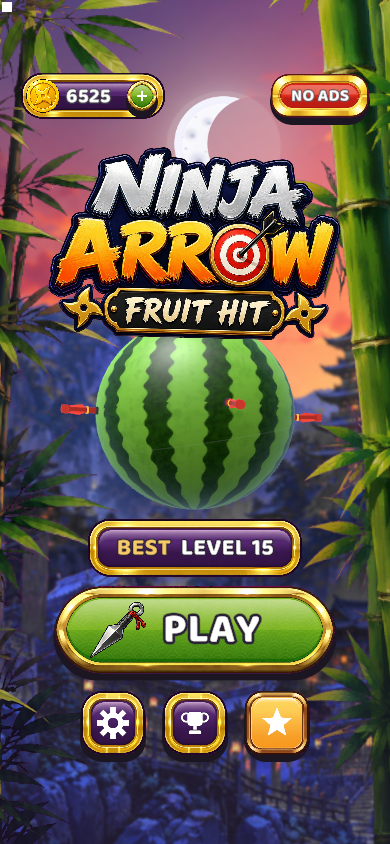 Home screen with the Ninja Arrow: Fruit Hit logo